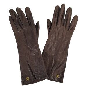 Aris Brown Leather Isotoner Long Gloves